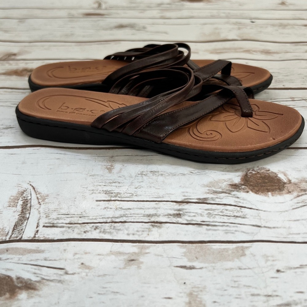 b.o.c. Born Concept Sandals Brown Strappy Thong Floral Footbed Size 8M